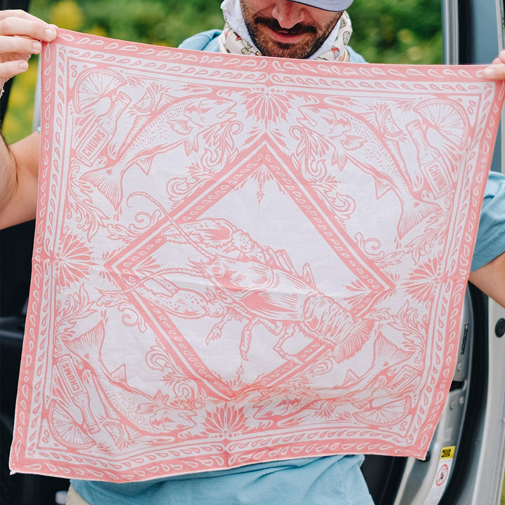 Artist Series Bandana from New England based artist Peter James Glenn - held by the artist
