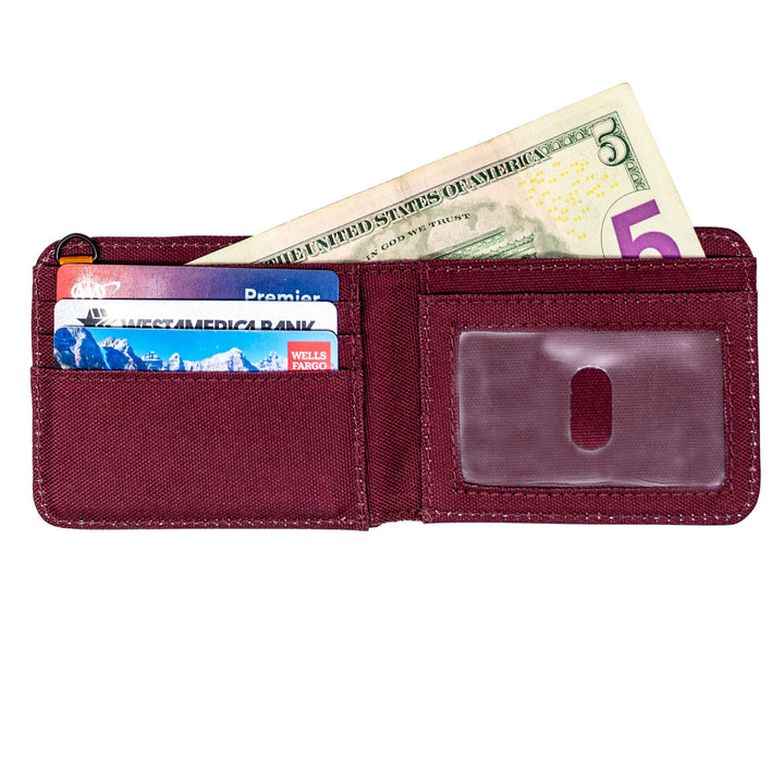 sku:18824121 Bandit Bi Fold Wallet Burgundy Filled #color_burgundy