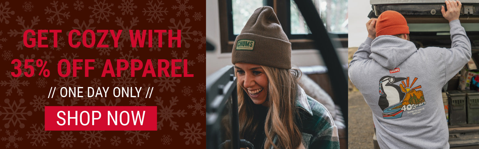 Get Cozy with 35% Off Apparel — 1 Day Only — Shop Now