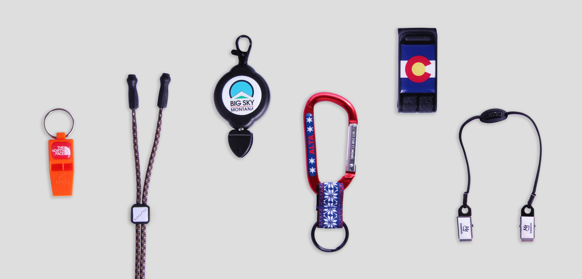 Examples of customized Chums products.