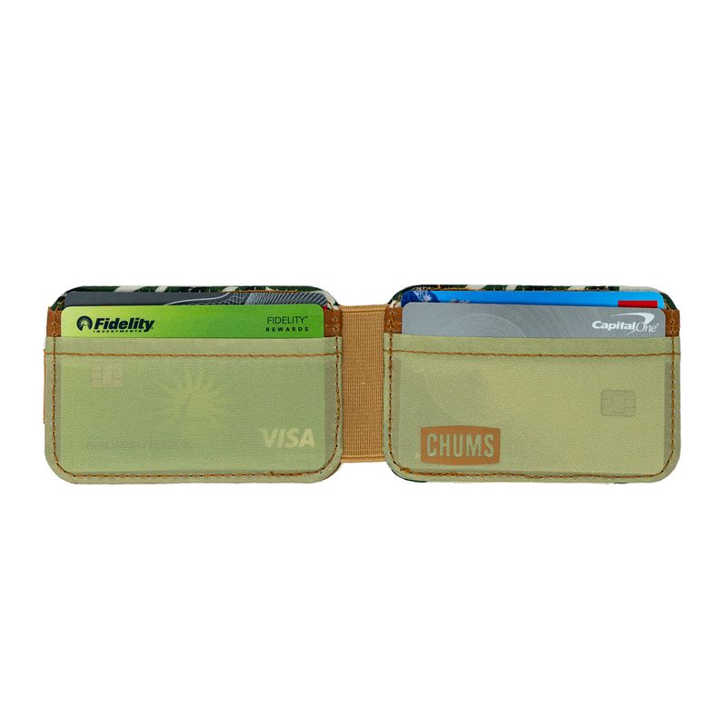 sku:188111033 Bandit Bi-Fold Wallet Green Leaves - Open #color_green-leaves