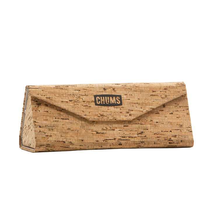 Cork folding case closed with glasses